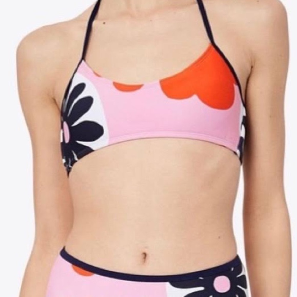 Tory Sport Neoprene Mayfair Floral Halter Bikini Swim Top